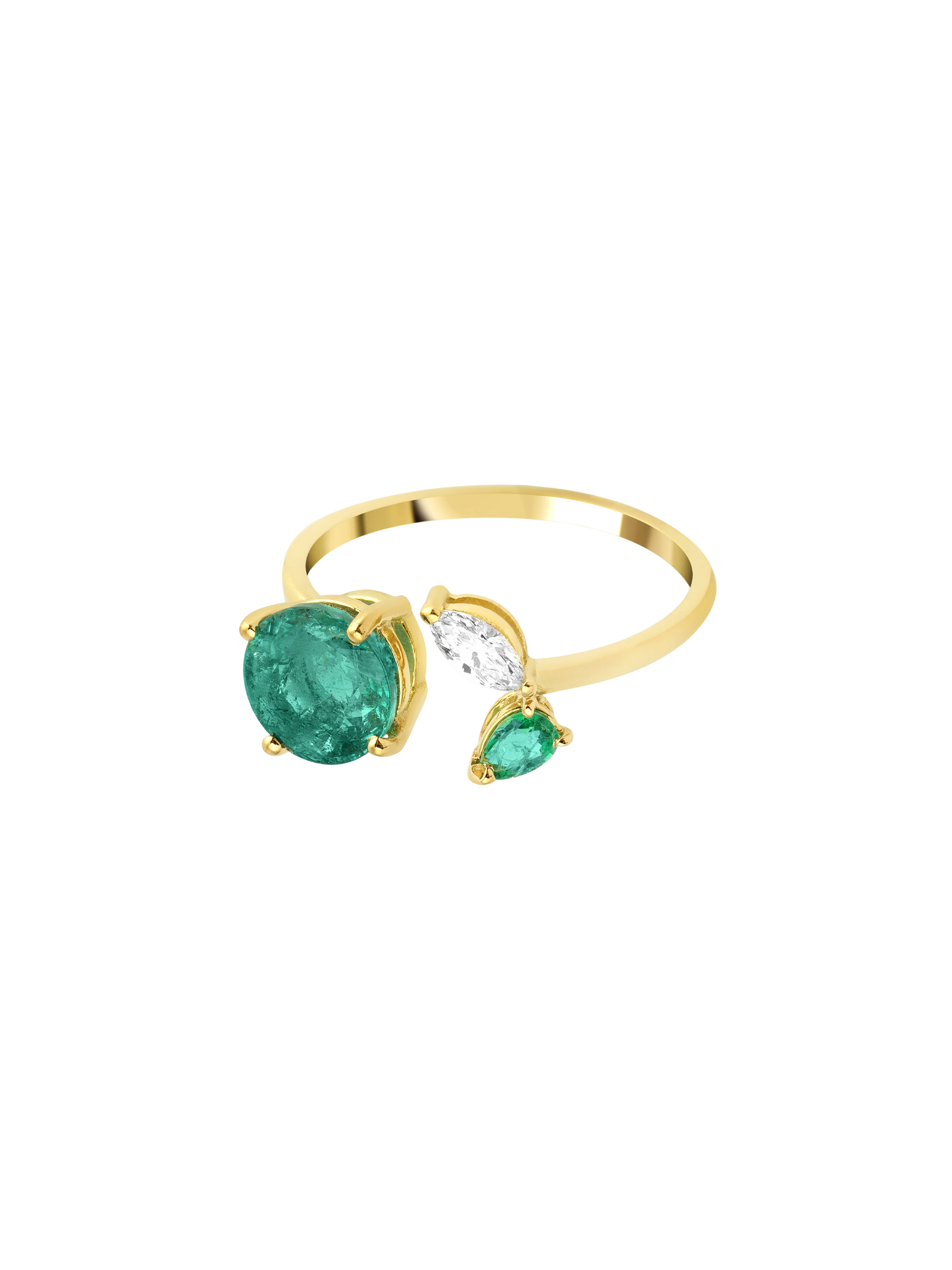 Artisia emerald leaf ring 